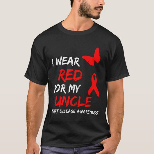 私のおじさんのために赤を身に着ける 心臓病啓発 Tシャツ (正面)