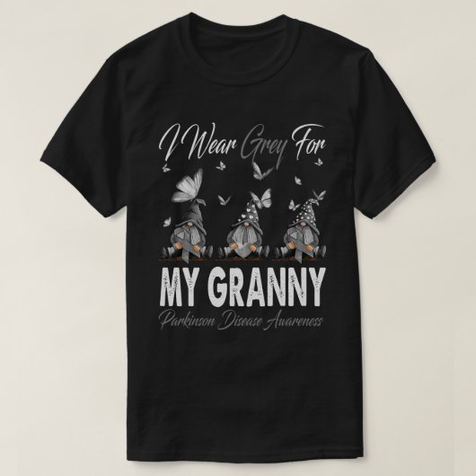 私のおばあちゃんパーキンソン病患者のための衣服グレイ Tシャツ (デザイン正面)