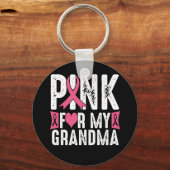 私のおばあちゃん乳がん認識度用ピンク キーホルダー (正面)