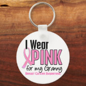 私のおばあちゃん10乳がん衣服ピンク キーホルダー (正面)