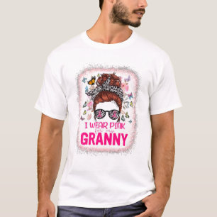 私のおばあちゃんMessy Bun乳癌のための衣服ピンク Tシャツ