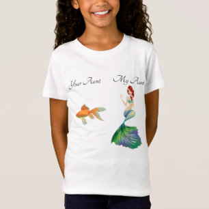 私のおばさんの金魚の人魚おもしろいの可愛い女の子 Tシャツ