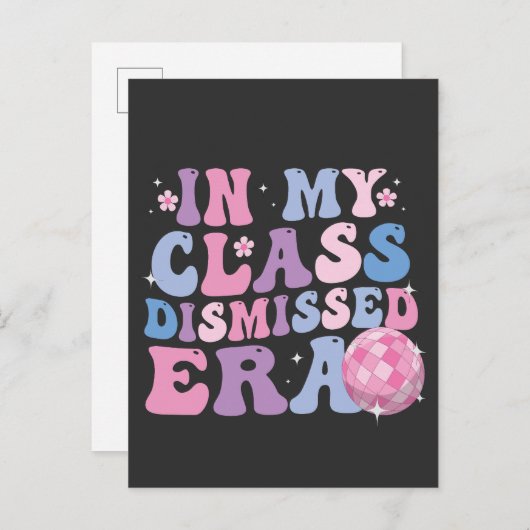私のおもしろいクラスの卒業時代のレトロ 案内ポストカード (正面/裏面)