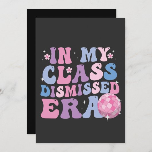 私のおもしろいクラスの卒業時代のレトロ 案内状 (正面/裏面)