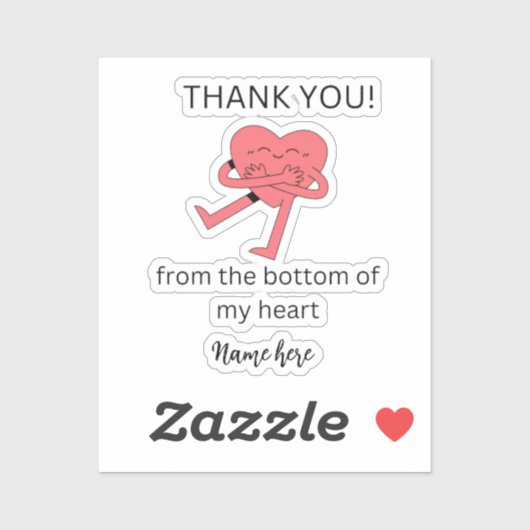 私のおもしろいハートかわいいSの底からありがとう シール (シート)