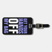 私のおもしろいバッグパープルから手を離せ ラゲッジタグ (正面横)