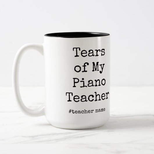 私のおもしろいピアノ先生の涙 |ピアノ先生 ツートーンマグカップ (左)