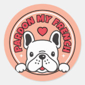 私のおもしろいブルドッグフフランスのレンチーをピンク ラウンドシール (正面)