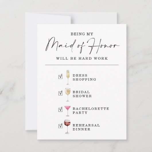 私のおもしろいメイド・オブ・オーナー（花嫁付き添い人）提案カード 招待状 (正面)