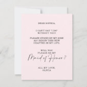 私のおもしろいメイド・オブ・オーナー（花嫁付き添い人）提案カード 招待状 (裏面)