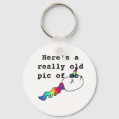 私のおもしろいレインボーユニコーン精子ギフトの古い写真 キーホルダー (正面)
