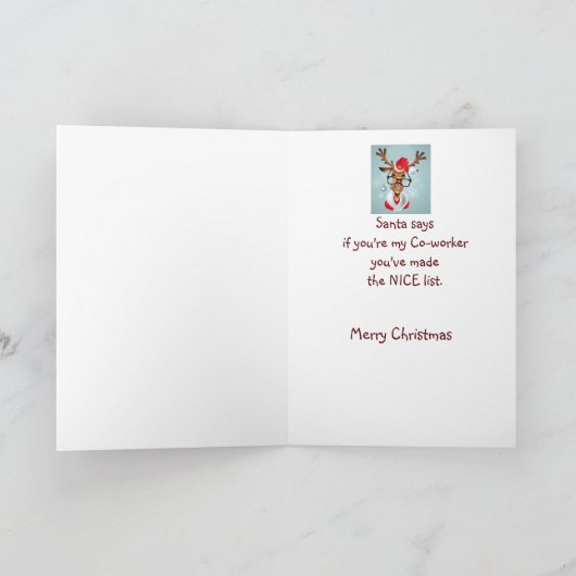 私のおもしろい同僚ニースリストのサンタユーモア シーズンカード (内部)