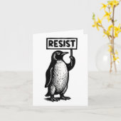私のおもしろい大統領のデモではない抗議ペンギン カード (黄色い花)
