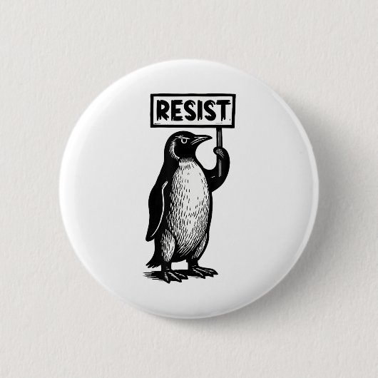 私のおもしろい大統領のデモではない抗議ペンギン 缶バッジ (正面)