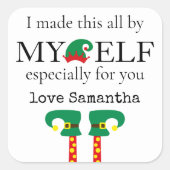 私のおもしろい小妖精や小人名で作った スクエアシール (正面)