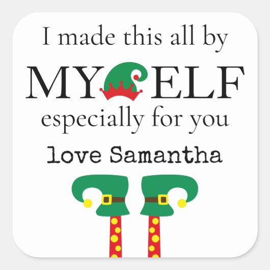 私のおもしろい小妖精や小人名で作った スクエアシール (正面)