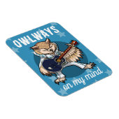 私のおもしろい心の音楽の漫画にフクロウが乗る マグネット (右側)