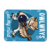 私のおもしろい心の音楽の漫画にフクロウが乗る マグネット (横)