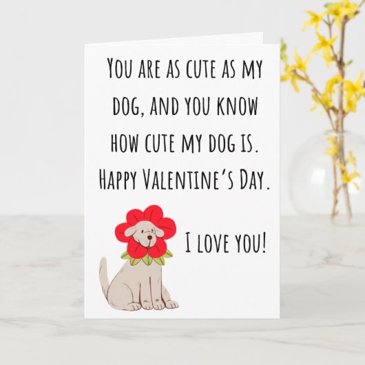 私のおもしろい犬が折り畳んだように可愛いバレンタイン カード (黄色い花)
