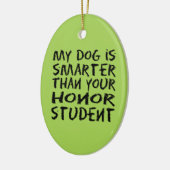 私のおもしろい犬は頭が切れる君の名誉学生より上だ セラミックオーナメント (左)