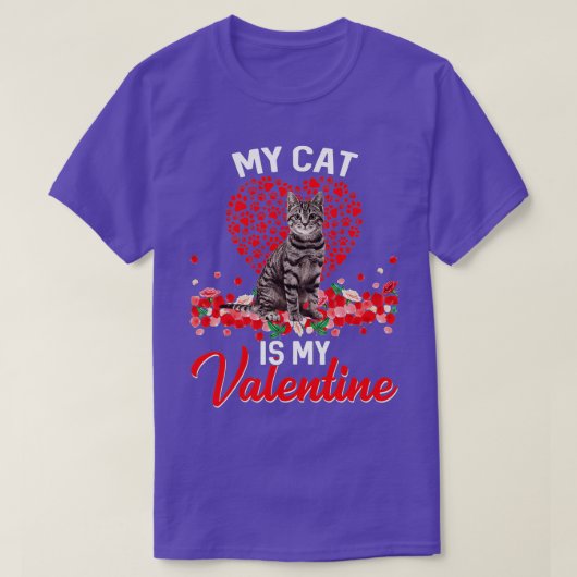私のおもしろい猫はバレンタインの猫好き Tシャツ (デザイン正面)
