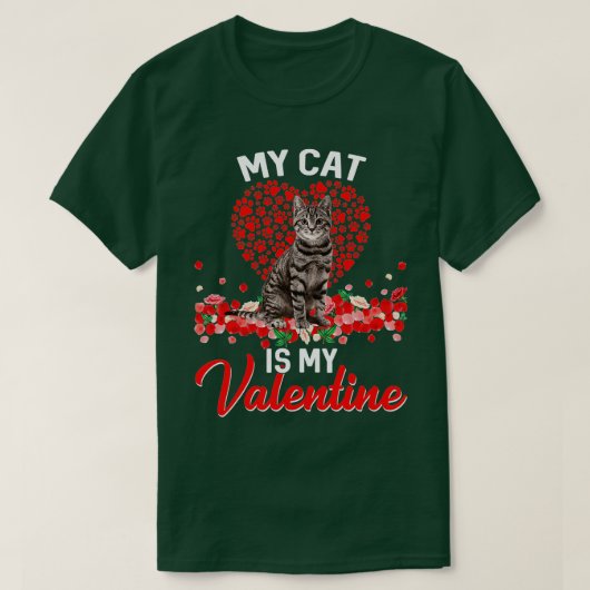 私のおもしろい猫はバレンタインの猫好き Tシャツ (デザイン正面)