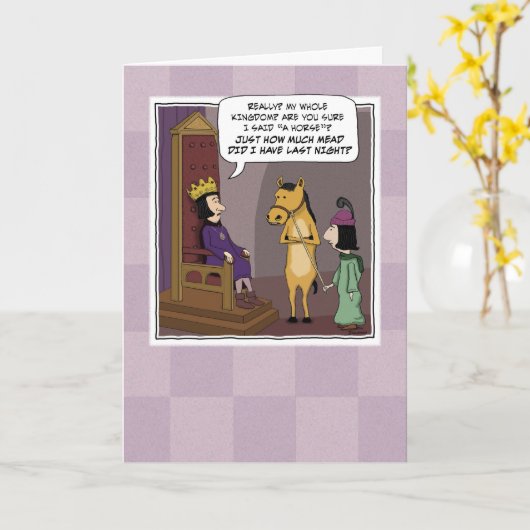 私のおもしろい王国は馬の誕生日 カード (黄色い花)