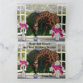 私のおもしろい窓にキリン、ジャンボ誕生日カード。 カード (内部)