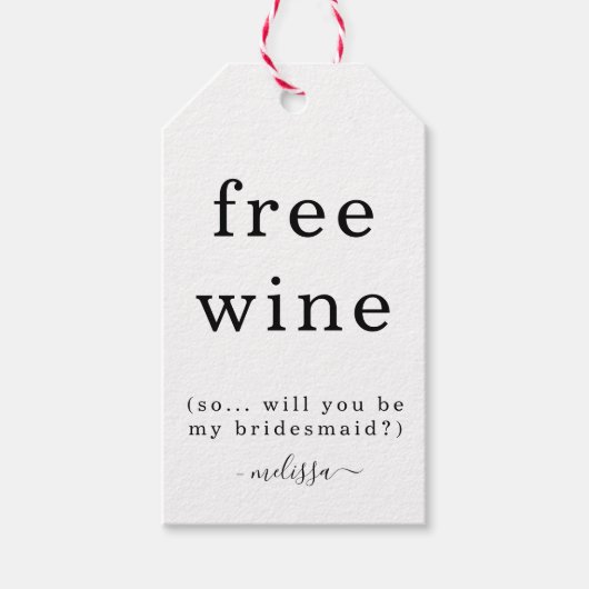 私のおもしろい花嫁のラベルは無料ワイン ギフトタグ (正面)