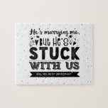 私のおもしろい花嫁の提案をしてくれないか ジグソーパズル<br><div class="desc">オリジナルおもしろいの花嫁やメイド・オブ・オーナー（花嫁付き添い人）の提案ジグソーパズル「彼は私と結婚しているけど、私たちと一緒に行けない。私の花嫁のメイドになるかい？」 注意！白い背景色を変えられる！パレットから任意の色を選択し結婚て、自分の色に合わクリックせてカスタマイズ「更に近づく」リンクをクリック。</div>