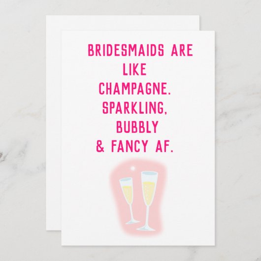 私のおもしろい花嫁付き添いになる？提案カード 招待状 (正面/裏面)