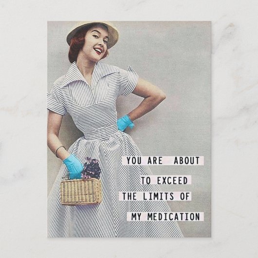 私のおもしろい薬のヴィンテージ女性の限界 ポストカード (正面)