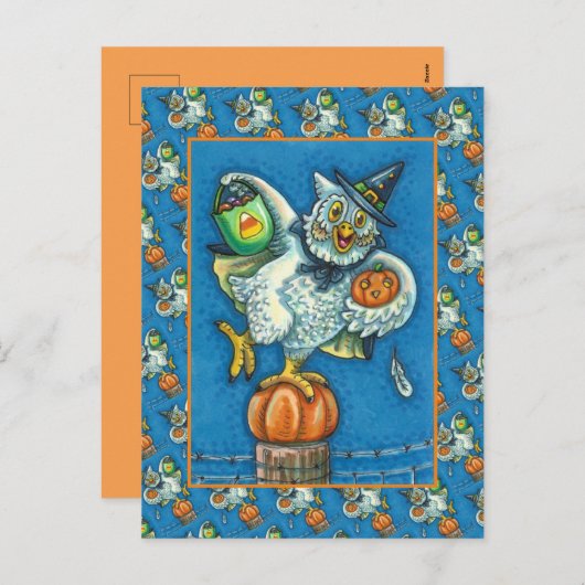 私のおもしろい足のハロウィーンフクロウをトリックまたは治療 シーズンポストカード (正面/裏面)
