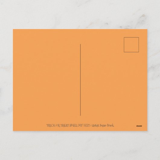 私のおもしろい足のハロウィーンフクロウをトリックまたは治療 シーズンポストカード (裏面)