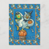 私のおもしろい足のハロウィーンフクロウをトリックまたは治療 シーズンポストカード (正面)