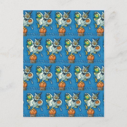 私のおもしろい足のハロウィーンフクロウをトリックまたは治療 ポストカード (正面)