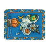 私のおもしろい足のハロウィーンフクロウをトリックまたは治療 マグネット (横)