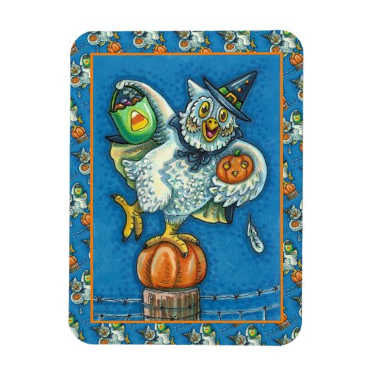 私のおもしろい足のハロウィーンフクロウをトリックまたは治療 マグネット (縦)