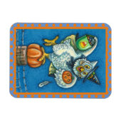 私のおもしろい足のハロウィーンフクロウをトリックまたは治療 マグネット (横)