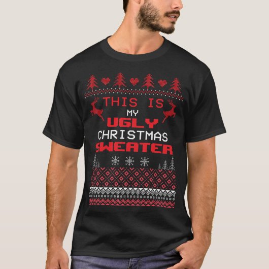 私のおもしろい醜いクリスマスセーター引用文Tシャツ Tシャツ (正面)