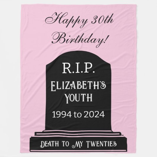 私のおもしろい青少年への死の墓石誕生日ギフト フリースブランケット (正面)