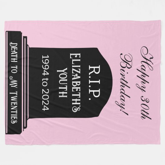 私のおもしろい青少年への死の墓石誕生日ギフト フリースブランケット (正面(横))