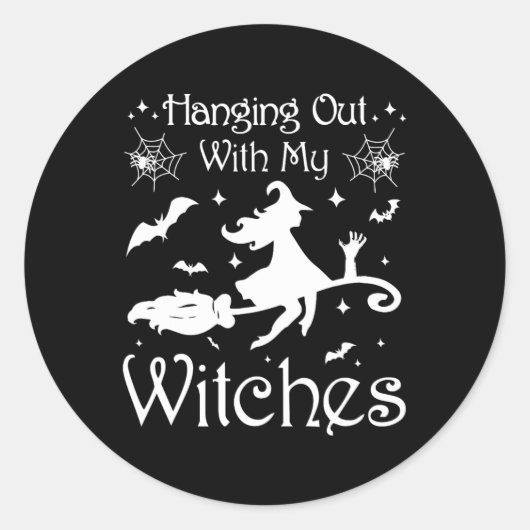 私のおもしろい魔女のハロウィーンの手Gで出て ラウンドシール (正面)