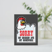 私のおもしろい鶏食べは宿題の子供の先生 ポストカード (スタンド正面)