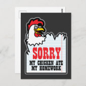 私のおもしろい鶏食べは宿題の子供の先生 ポストカード (正面/裏面)