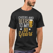 私のおもしろい80年のビール誕生日に応援とビール Tシャツ (正面)