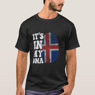 私のおもしろいDNAアイスランド国旗フィンガープリント Tシャツ