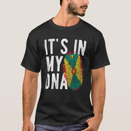 私のおもしろいDNAグレナダ国旗の指紋にある Tシャツ (正面)