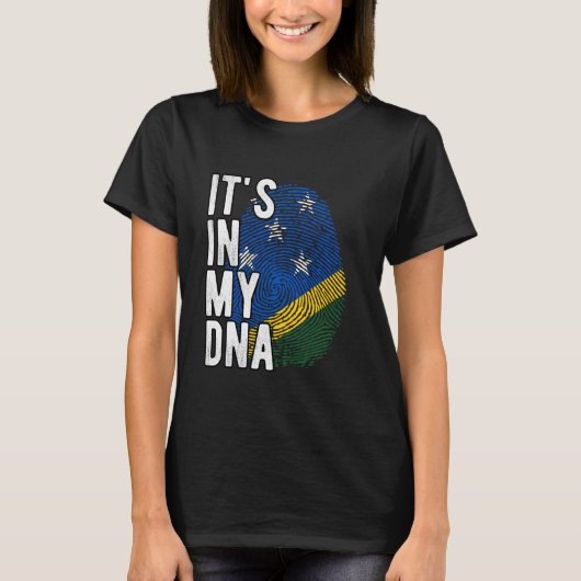 私のおもしろいDNAソロモン諸島国旗Fingerprの中にある Tシャツ (正面)