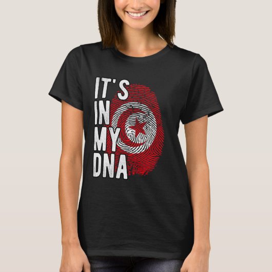 私のおもしろいDNAチュニジア国旗の指紋にある Tシャツ (正面)